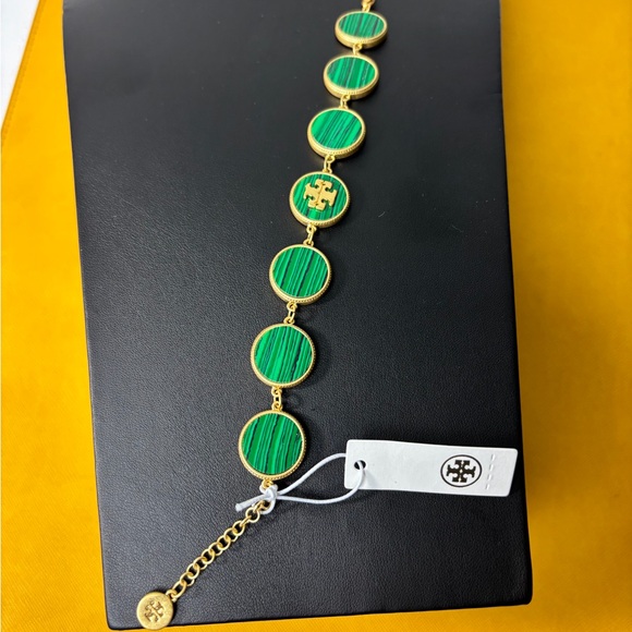 Tory Burch Green and Gold Adjustable Bracelet. NWT. 7”-8” - Picture 5 of 5